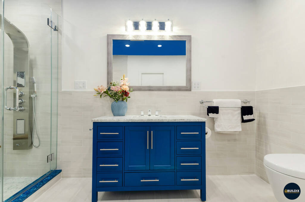 blue bathroom remodeling